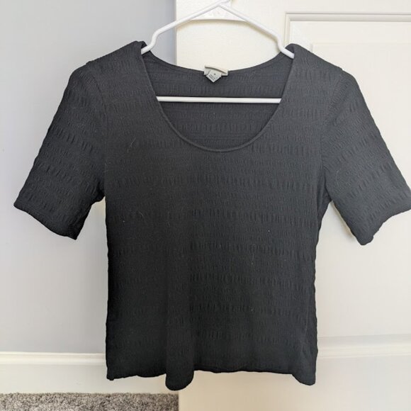A New Day womens black textured short sleeve top size S - Picture 1 of 3